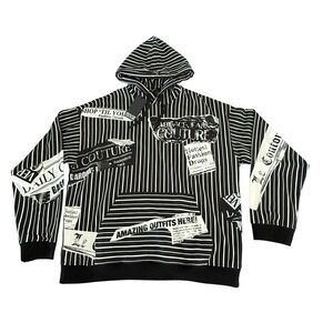 Versace Jeans Couture Loose Fit Stripes Magazine Cotton Sweatshirt Hoodie, large